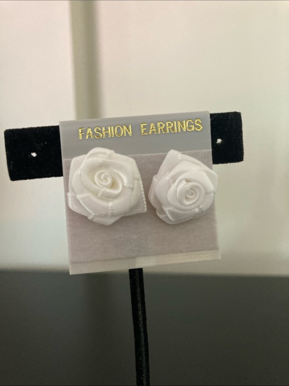 White Rose Fabric Stud Earrings - Fashion Brand